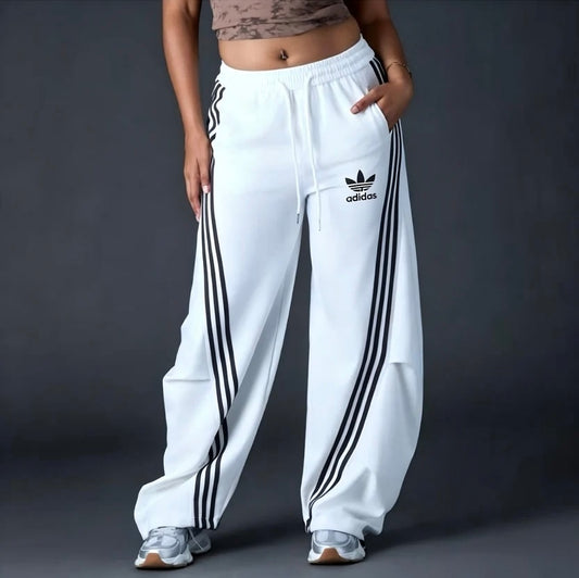 Women's High Waisted Drawstring Loose Straight Leg Trousers
