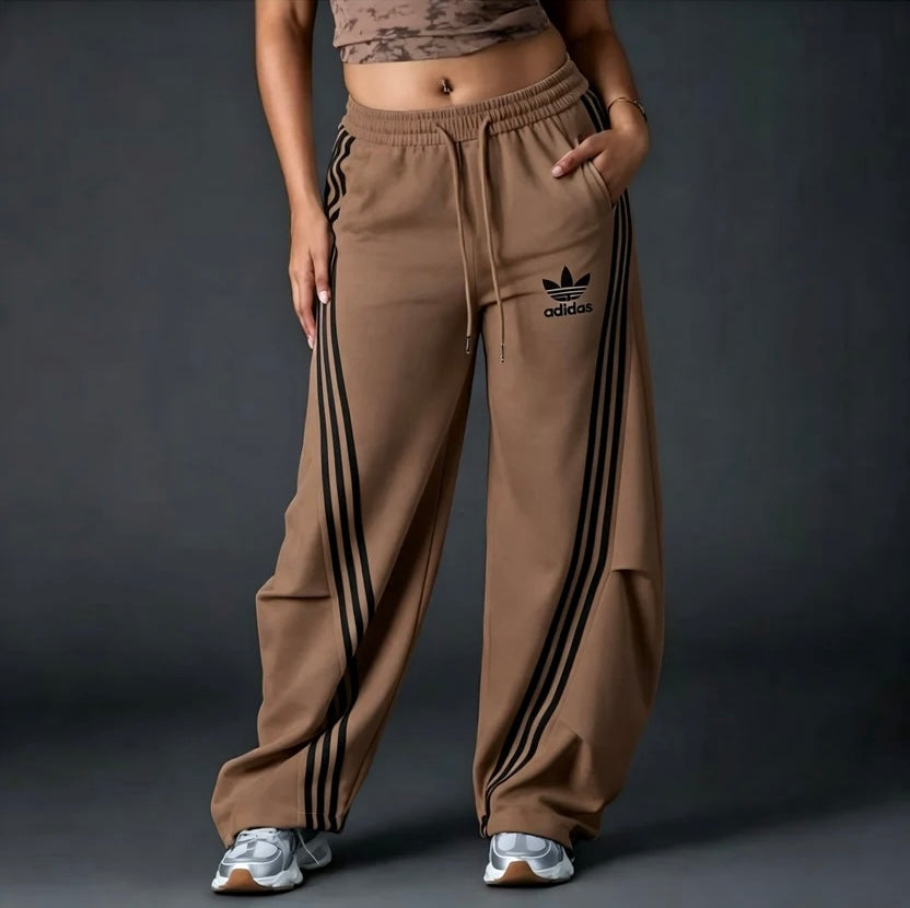 Women's High Waisted Drawstring Loose Straight Leg Trousers