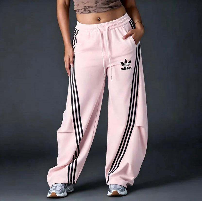 Women's High Waisted Drawstring Loose Straight Leg Trousers