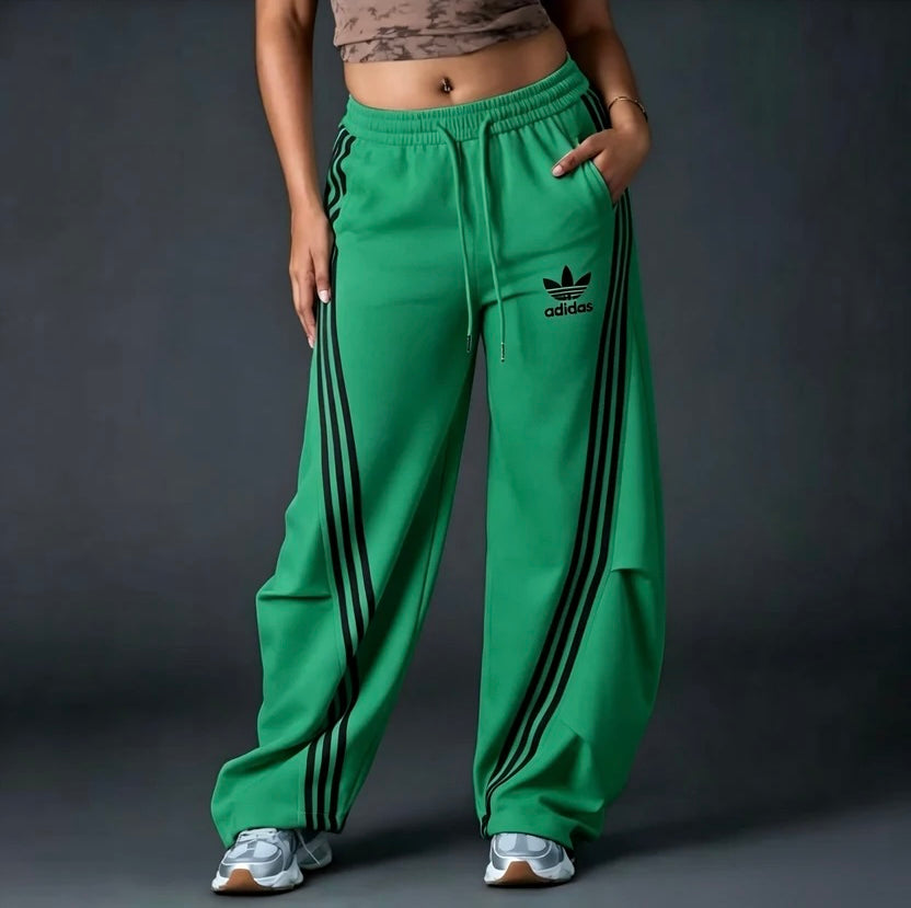 Women's High Waisted Drawstring Loose Straight Leg Trousers