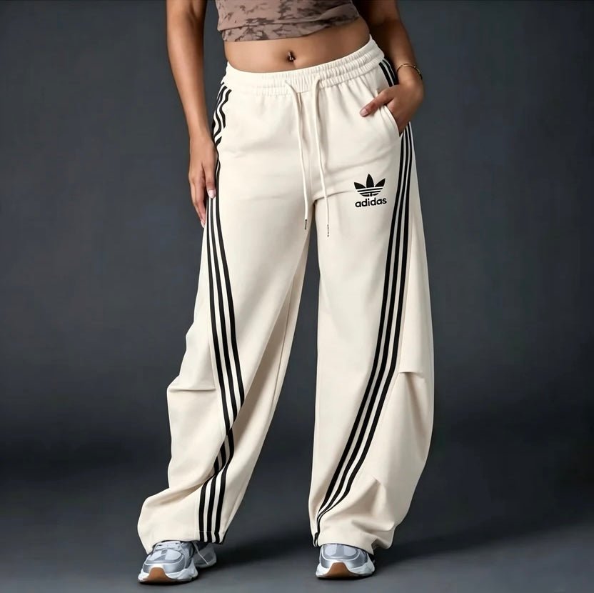 Women's High Waisted Drawstring Loose Straight Leg Trousers