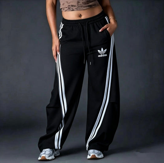 Women's High Waisted Drawstring Loose Straight Leg Trousers