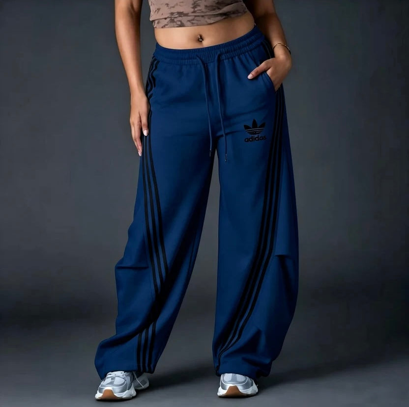 Women's High Waisted Drawstring Loose Straight Leg Trousers