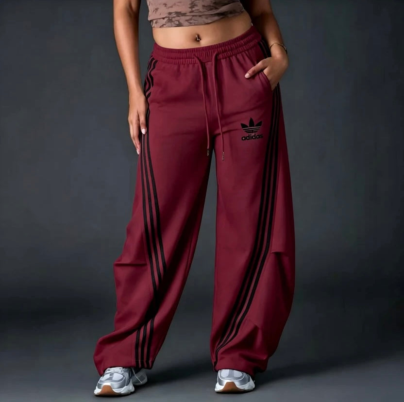Women's High Waisted Drawstring Loose Straight Leg Trousers